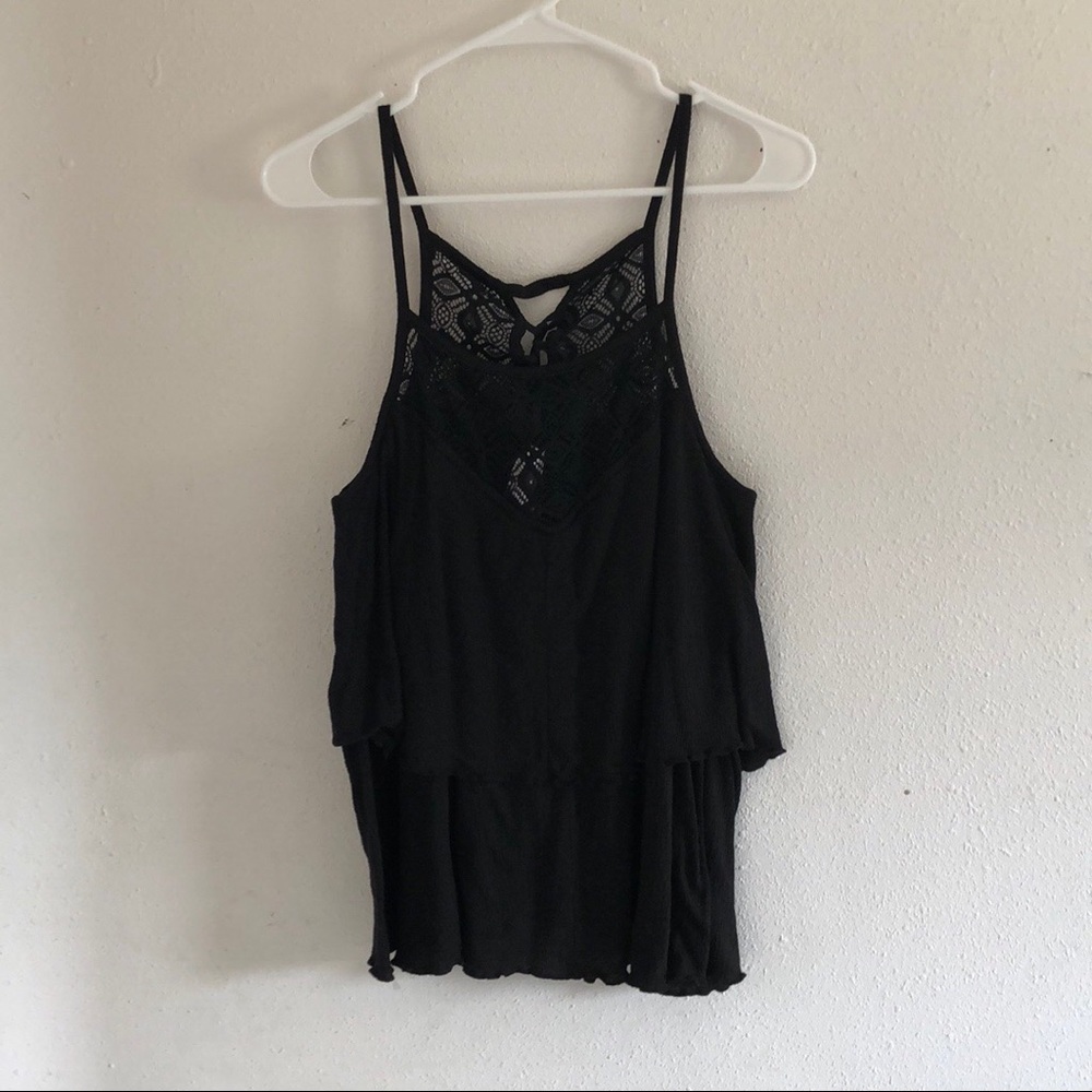 Black lace detail top